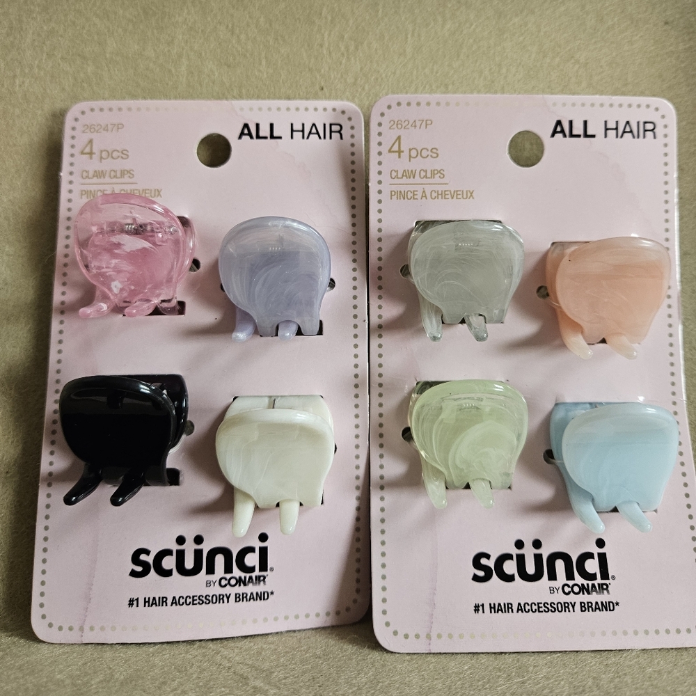 NWT 》2pks/8pcs《 SCÜNCI ALL HAIR MINI CLAW CLIPS: VARIOUS COLORS!
